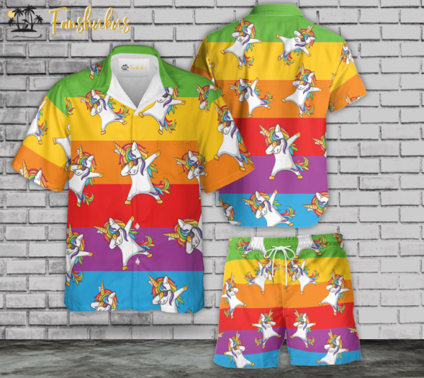 LGBT Unicorn Hawaiian Shirt Set | LGBT Support Hawaiian Shirt | Unisex Hawaiian Set | Pride Day Hawaiian Style