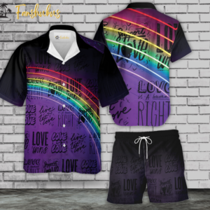 Retro LGBT Hawaiian Shirt Set | LGBT Support Hawaiian Shirt | Unisex Hawaiian Set | Pride Day Hawaiian Style