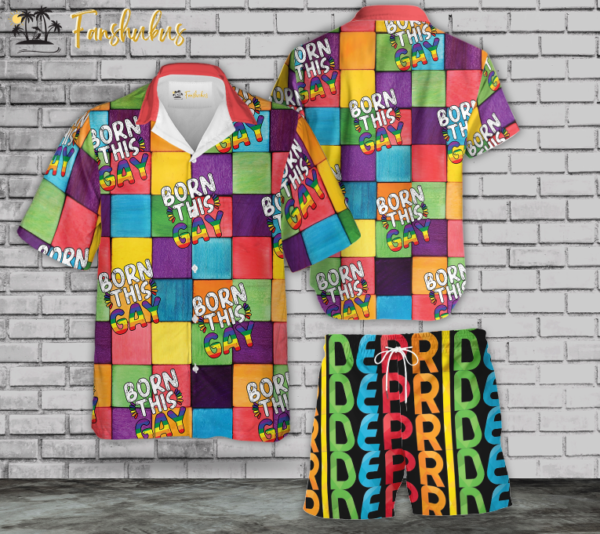 Born This Gay Hawaiian Shirt Set | LGBT Support Hawaiian Shirt | Unisex Hawaiian Set | Pride Day Hawaiian Style