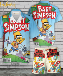 Bart Simpson Hawaiian Shirt Set | The Simpsons Family Series Hawaiian Shirt | Unisex Hawaiian Set | Cartoon Hawaiian Style