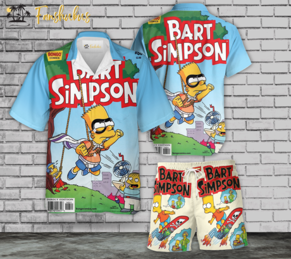 Bart Simpson Hawaiian Shirt Set | The Simpsons Family Series Hawaiian Shirt | Unisex Hawaiian Set | Cartoon Hawaiian Style