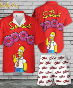 Homer Simpson Hawaiian Shirt Set | The Simpsons Family Series Hawaiian Shirt | Unisex Hawaiian Set | Cartoon Hawaiian Style