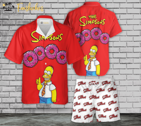 Homer Simpson Hawaiian Shirt Set | The Simpsons Family Series Hawaiian Shirt | Unisex Hawaiian Set | Cartoon Hawaiian Style