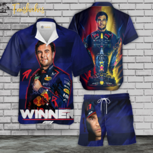Sergio Pérez Hawaiian Shirt Set | Formula 1 Hawaiian Style | Unisex Hawaiian Set | Red Bull Hawaiian Style