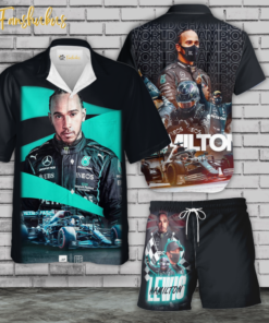 Lewis Hamilton Hawaiian Shirt Set | Formula 1 Hawaiian Style | Unisex Hawaiian Set | Racing Hawaiian Style