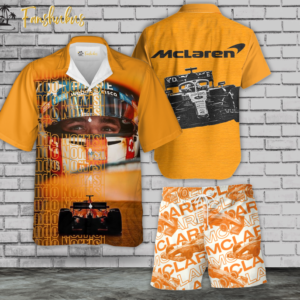 McLaren Hawaiian Shirt Set | Formula 1 Hawaiian Style | Unisex Hawaiian Set | Racing Hawaiian Style