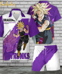 Trunks Hawaiian Shirt Set | Anime Hawaiian Style | Unisex Hawaiian Set | Dragon Ball Anime Hawaiian Style