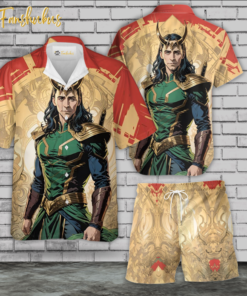 Loki Hawaiian Shirt Set | Marvel Comics Universe Hawaiian | Unisex Hawaiian Set | Marvel Loki Hawaiian Style