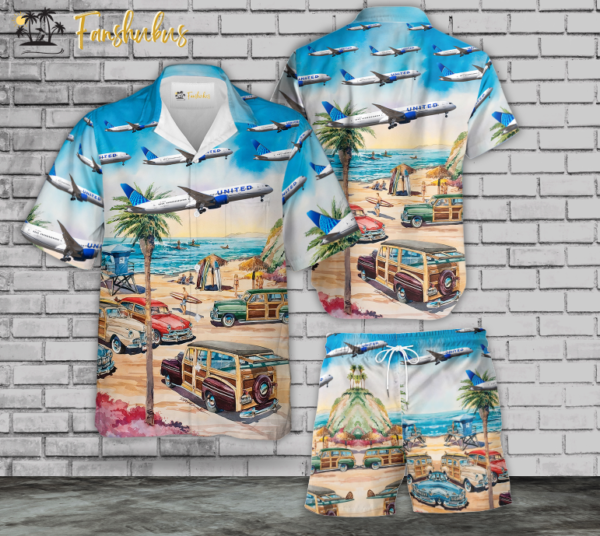 United Airlines Boeing 787-9 Dreamliner Hawaiian Shirt Set | Airlines Boeing Hawaiian Style | Unisex Hawaiian Set | Hawaiian Style