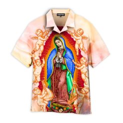 virgin De Guadalupe Maria With Angles Mother Mary Hawaiian Shirt