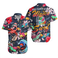 You Can't Stop The Waves But You Can Learn To Surf - Gift For Men & For Women - Surfing Flamingo Aloha Hawaiian Shirts