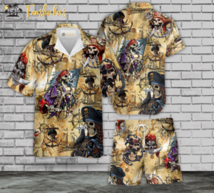 Amazing Pirate Skull Hawaiian Shirt Set | Unisex Hawaiian Set | Pirate Skull Hawaiian Style