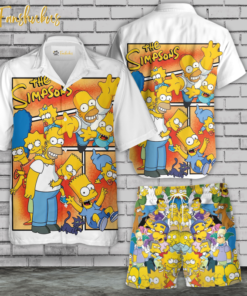 The Simpsons Hawaiian Shirt Set | The Simpsons Family Series Hawaiian Shirt | Unisex Hawaiian Set | Cartoon Hawaiian Style