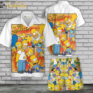 The Simpsons Hawaiian Shirt Set | The Simpsons Family Series Hawaiian Shirt | Unisex Hawaiian Set | Cartoon Hawaiian Style