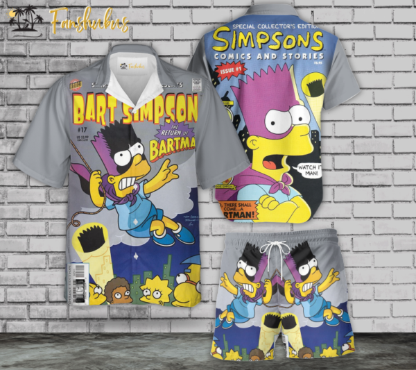 Bartman Hawaiian Shirt Set | The Simpsons Family Series Hawaiian Shirt | Unisex Hawaiian Set | Cartoon Hawaiian Style