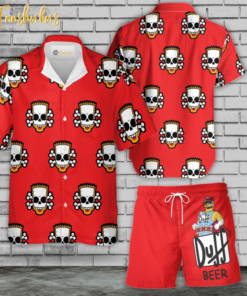 Duff Beer Homer Simpson Hawaiian Shirt Set | The Simpsons Family Series Hawaiian Shirt | Unisex Hawaiian Set | Cartoon Hawaiian Style