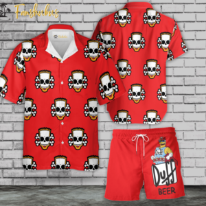 Duff Beer Homer Simpson Hawaiian Shirt Set | The Simpsons Family Series Hawaiian Shirt | Unisex Hawaiian Set | Cartoon Hawaiian Style