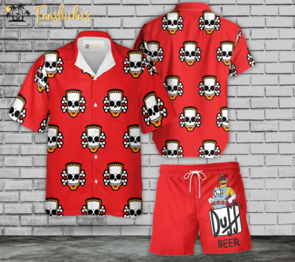 Duff Beer Homer Simpson Hawaiian Shirt Set | The Simpsons Family Series Hawaiian Shirt | Unisex Hawaiian Set | Cartoon Hawaiian Style