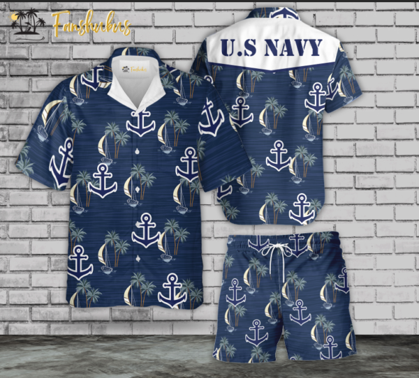 US Navy Shirt Set | U.S Navy Hawaiian Style | Unisex Hawaiian Set | Hawaiian Style