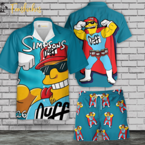 Duff Homer Simpson Hawaiian Shirt Set | The Simpsons Family Series Hawaiian Shirt | Unisex Hawaiian Set | Cartoon Hawaiian Style