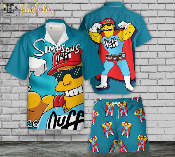 Duff Homer Simpson Hawaiian Shirt Set | The Simpsons Family Series Hawaiian Shirt | Unisex Hawaiian Set | Cartoon Hawaiian Style