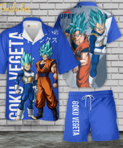 Vegeta and Goku Hawaiian Shirt Set | Anime Hawaiian Style | Unisex Hawaiian Set | Dragon Ball Anime Hawaiian Style