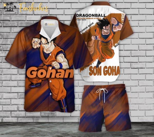 Son Gohan Hawaiian Shirt Set | Anime Hawaiian Style | Unisex Hawaiian Set | Dragon Ball Anime Hawaiian Style