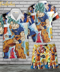 Son Goku Hawaiian Shirt Set | Anime Hawaiian Style | Unisex Hawaiian Set | Dragon Ball Anime Hawaiian Style