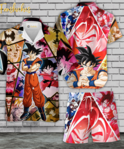 Son Goku Hawaiian Shirt Set | Anime Hawaiian Style | Unisex Hawaiian Set | Dragon Ball Anime Hawaiian Style