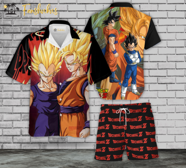 Vegeta And Goku Hawaiian Shirt Set | Anime Hawaiian Style | Unisex Hawaiian Set | Dragon Ball Anime Hawaiian Style