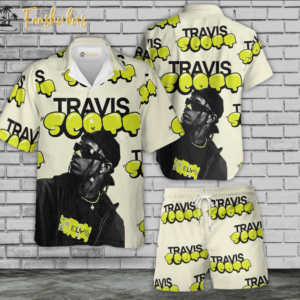 Travis Scott Hawaiian Shirt Set | Travis Scott Rapper Hawaiian Shirt | Unisex Hawaiian Set | Rap Music Hawaiian Style