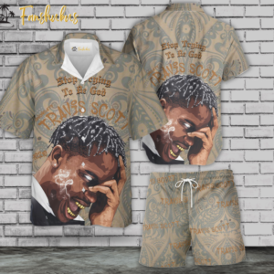 Travis Scott Hawaiian Shirt Set | Travis Scott Rapper Hawaiian Shirt | Unisex Hawaiian Set | Rap Music Hawaiian Style