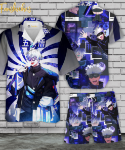 Gojo Satoru Hawaiian Shirt Set | Anime Hawaiian | Unisex Hawaiian Set | Jujutsu Kaisen Anime Hawaiian Style