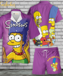 Marge Simpson Hawaiian Shirt Set | The Simpsons Family Series Hawaiian Shirt | Unisex Hawaiian Set | Cartoon Hawaiian Style