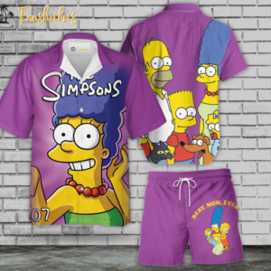 Marge Simpson Hawaiian Shirt Set | The Simpsons Family Series Hawaiian Shirt | Unisex Hawaiian Set | Cartoon Hawaiian Style