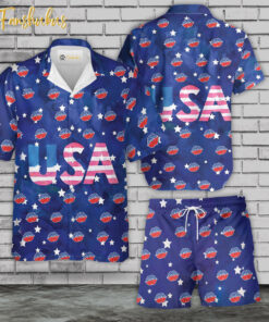 USA Flag Day Hawaiian Shirt Set | 4th Of July Hawaiian Shirt | Unisex Hawaiian Set | Independence Day Hawaiian Style