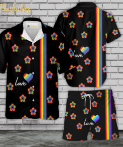 Happy Pride Day Hawaiian Shirt Set | LGBT Support Hawaiian Shirt | Unisex Hawaiian Set | LGBT Hawaiian Style