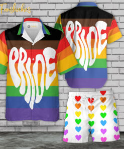 Happy Pride Day Hawaiian Shirt Set | LGBT Hawaiian Shirt | Unisex Hawaiian Set | LGBT Pride Hawaiian Style