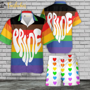 Happy Pride Day Hawaiian Shirt Set | LGBT Hawaiian Shirt | Unisex Hawaiian Set | LGBT Pride Hawaiian Style
