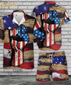 4th Of July Hawaiian Shirt Set | US Independence Day Hawaiian Shirt | Unisex Hawaiian Set | USA Flag Day Hawaiian Style