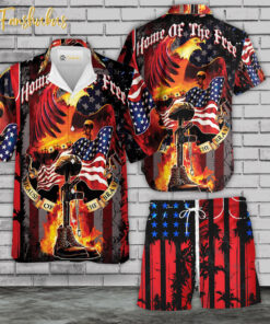 4th Of July Hawaiian Shirt Set | US Independence Day Hawaiian Shirt | Unisex Hawaiian Set | USA Flag Day Hawaiian Style