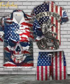 Born to Die Hawaiian Shirt Set | US Independence Day Hawaiian Shirt | Unisex Hawaiian Set | USA Flag Day Hawaiian Style