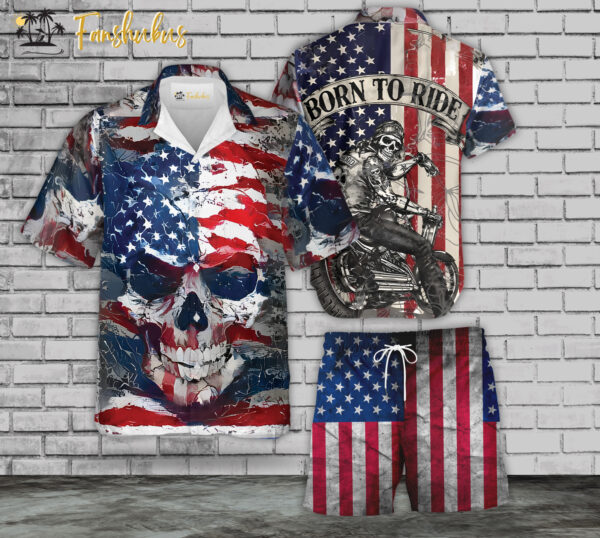 Born to Die Hawaiian Shirt Set | US Independence Day Hawaiian Shirt | Unisex Hawaiian Set | USA Flag Day Hawaiian Style