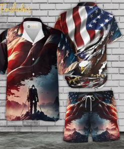 4th Of July Hawaiian Shirt Set | US Independence Day Hawaiian Shirt | Unisex Hawaiian Set | USA Flag Day Hawaiian Style