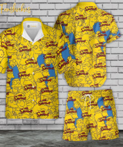 The Simpsons Family Hawaiian Shirt Set | Simpsons Series Hawaiian Shirt | Unisex Hawaiian Set | Cartoon Hawaiian Style