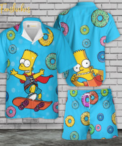 Bart Simpson Hawaiian Shirt Set | The Simpsons Family Series Hawaiian Shirt | Unisex Hawaiian Set | Cartoon Hawaiian Style