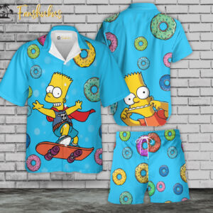 Bart Simpson Hawaiian Shirt Set | The Simpsons Family Series Hawaiian Shirt | Unisex Hawaiian Set | Cartoon Hawaiian Style