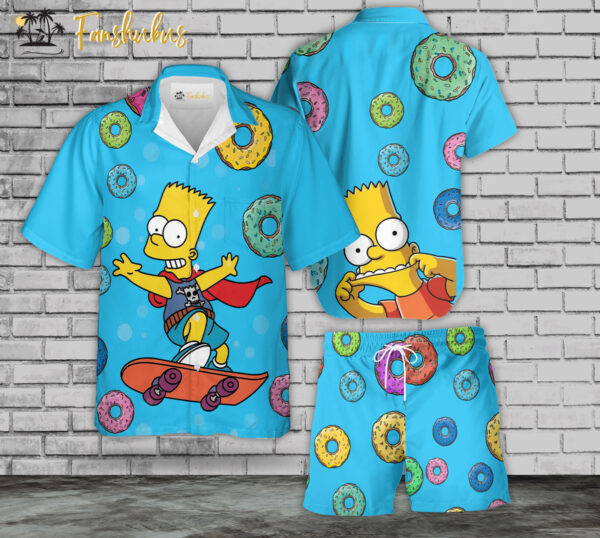 Bart Simpson Hawaiian Shirt Set | The Simpsons Family Series Hawaiian Shirt | Unisex Hawaiian Set | Cartoon Hawaiian Style