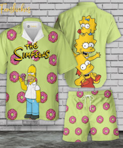 The Simpsons Family Hawaiian Shirt Set | Simpsons Series Hawaiian Shirt | Unisex Hawaiian Set | Cartoon Hawaiian Style