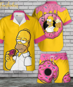 Homer Simpson Hawaiian Shirt Set | The Simpsons Family Series Hawaiian Shirt | Unisex Hawaiian Set | Cartoon Hawaiian Style